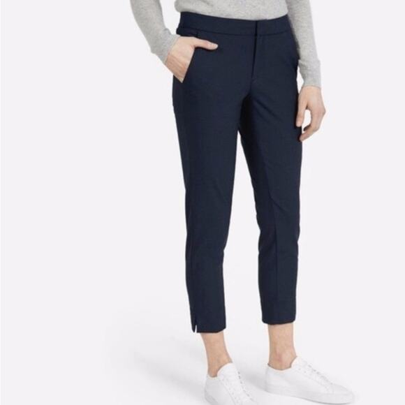 Everlane Slim Wool Trouser Pants Sz 12 Navy Blue Cropped Ankle - Picture 1 of 10